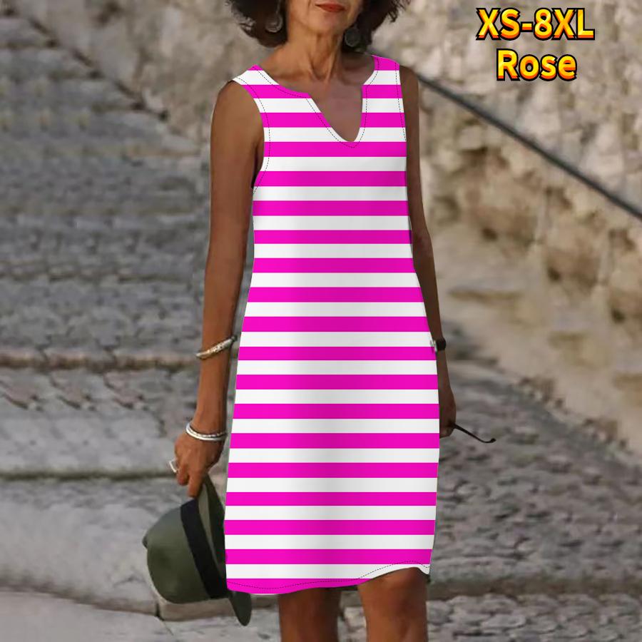 Женское летнее платье в полоску зебры с v-образным вырезом, повседневное модное платье без рукавов, повседневное свободное сексуальное платье размера плюс XS-8XL