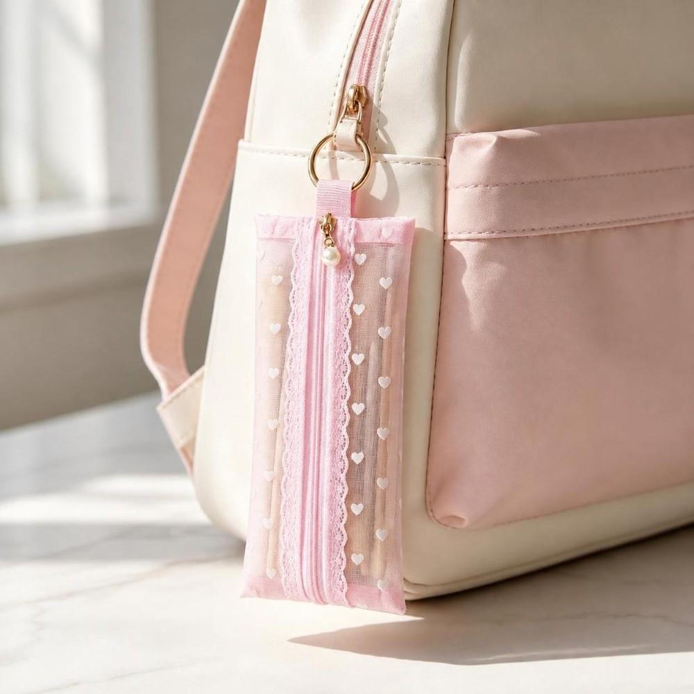 Pearl Mesh Student Pencil Case Large Capacity Stationery Bag Cosmetic Storage Bag School Supplies
