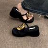 Summer Square Buckle New Thick-soled Design 2025 Metal Open-toe Height Increase Niche Muffin Sole Sandals Slippers Outer Wear Women
