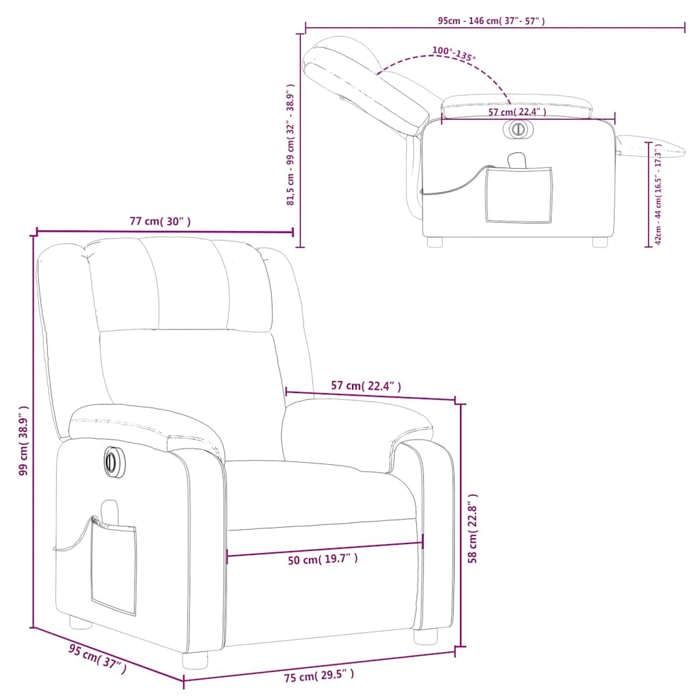 VidaXL Fauteuil de massage inclinable électrique rouge bordeaux 3205147