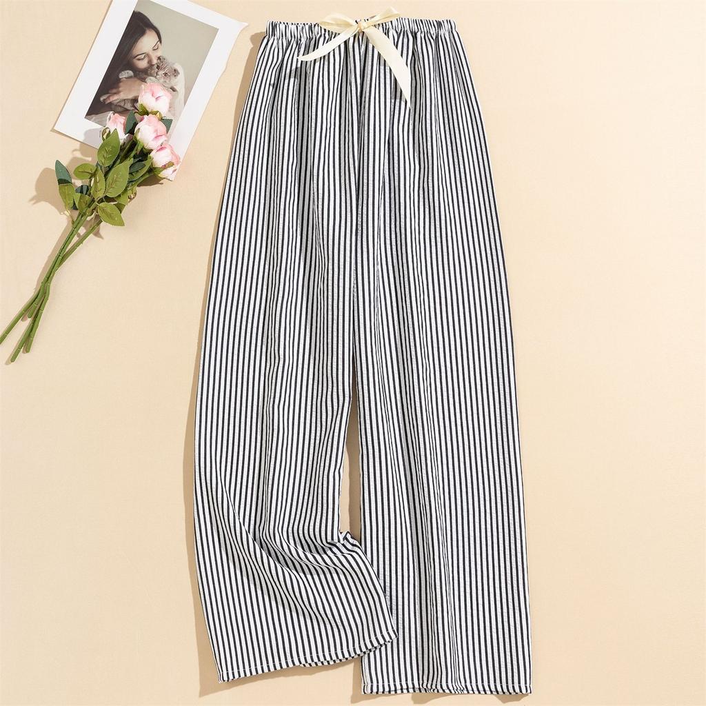 Women's Casual Fashion Sleep Pants Striped Loungewear Pants Wearable As Outerwear High-Waisted Pants