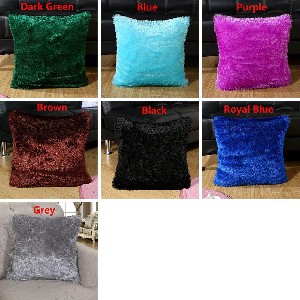 Square Home Decor Car Seat Fur Plush Winter Warm Throw Pillow Cases Cushion Cover