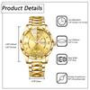 Simple Pair Watch Luminous Index Calendar Analog Display Waterproof Stainless Steel Adjustable Length Quartz Watch Fashion Watch Gold Day Present