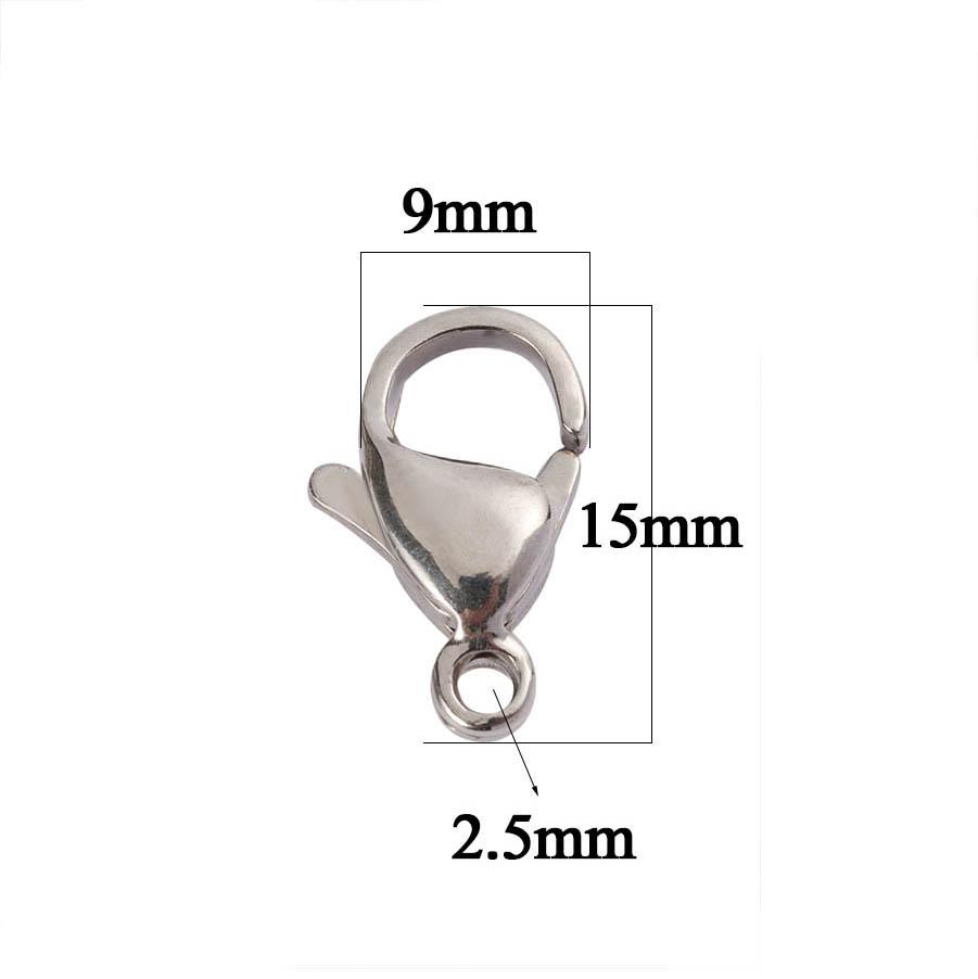 20pcs 9/10/12/15mm Stainless Steel Lobster Clasps Jewelry Finding DIY Clasp Hooks Necklace & Bracelet Chain Jewelry Components