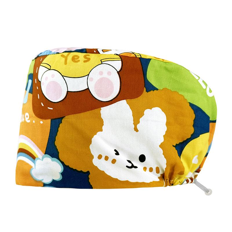 Хирургическая шапочка на кнопках с цветочным принтом для медсестер и врачей