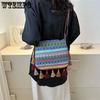 Women's Large-capacity Ethnic Style Crossbody Bags Trendy Versatile Wide Straps Single-shoulder Tassel Bags