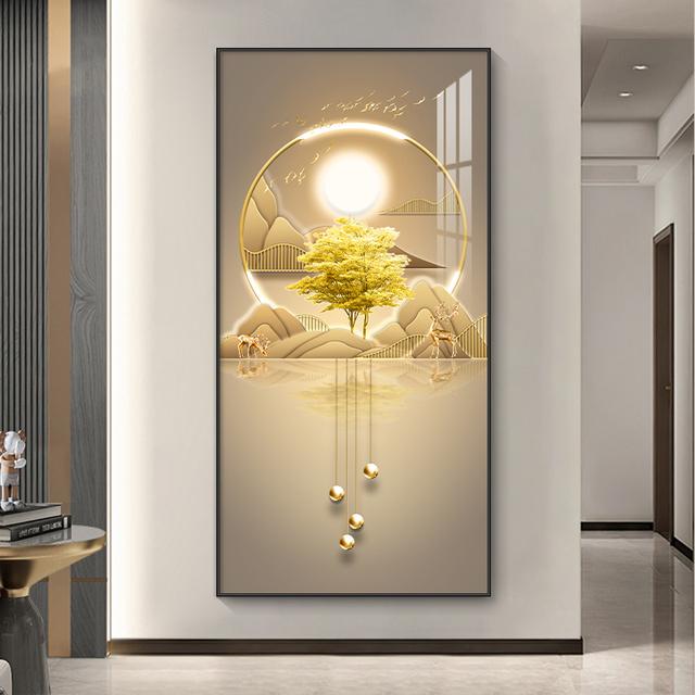 Абстрактная роскошная золотая картина на холсте, богатое дерево, свет, настенное искусство, постеры с оленями и принты для гостиной, крыльца, декора коридора