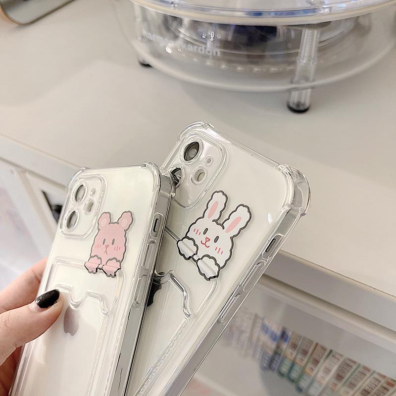 Прозрачный чехол для карт Zhitai: Совместим с iPhone 15 Pro, 14, XS и 7/8 Plus, имеет мультяшный дизайн.