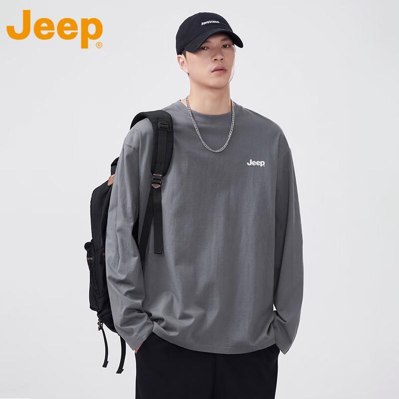 Jeep Мужская футболка с длинным рукавом из чистого хлопка
