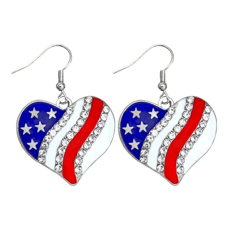American Independence Day Earrings USA Winged butterfly diamond-encrusted boots oil-drip pendant earrings