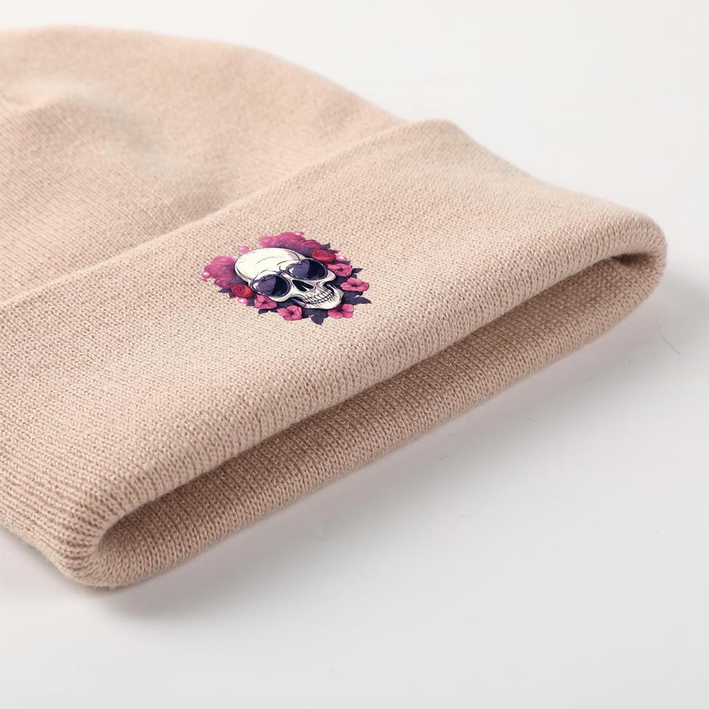 Солнцезащитные очки Череп Зимняя вязаная шапка бини, Шапка-череп Ветрозащитный универсальный повседневный головной убор Вязаная шапка бини