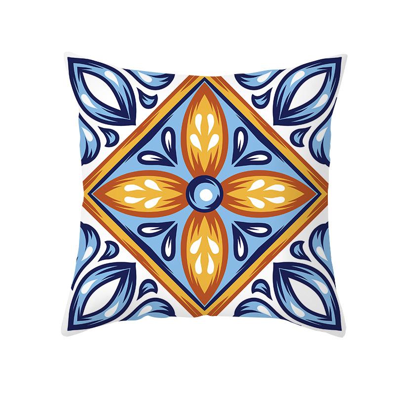 Наволочка для декоративной подушки с принтом Shopee Желтая и синяя Геометрическая В стиле середины века Ретро Абстрактная Декоративная подушка Наволочка для диванной подушки