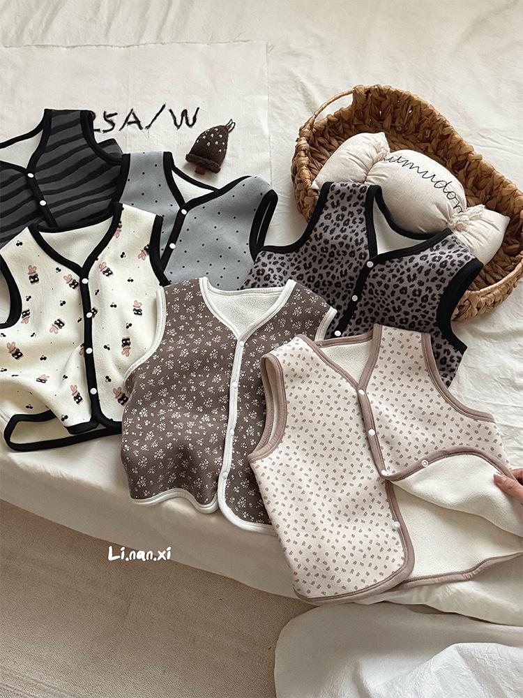 88301 Kids' Fashionable Fleece Vest - 2025 Autumn/Winter Warm Sleeveless Jacket