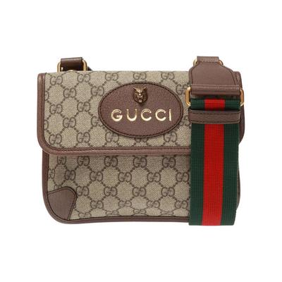 Сумка через плечо Gucci GG Supreme с двусторонним дизайном и изображением головы тигра, на магнитной застежке, из канвы с отделкой из кожи, маленькая, унисекс, 501050-9C2VT-8745