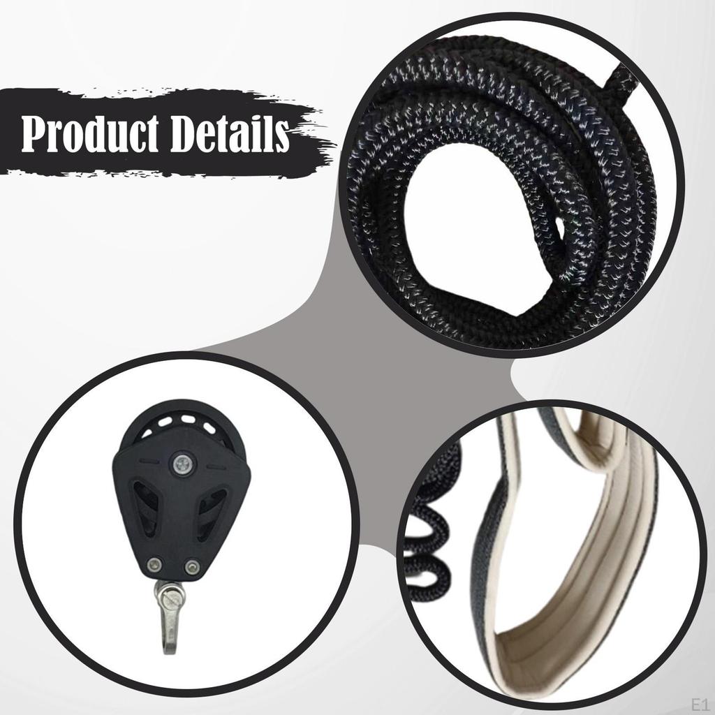 Pilates Reformer Pull Ropes with Pulley Wheel Double Loop Straps for Strength Training Balance