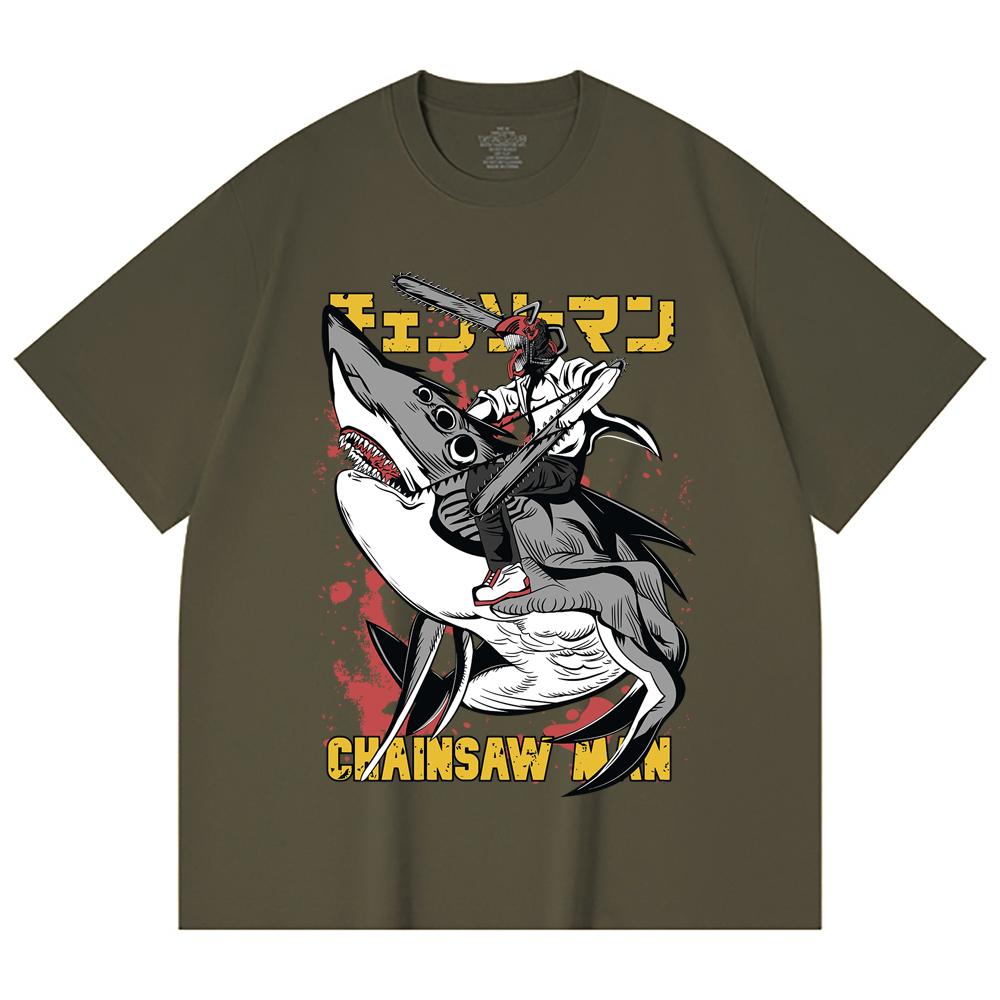 230 Gsm 100% Cotton Chainsaw Man V43 Denji Print Unisex Heavy Cotton T Shirt
