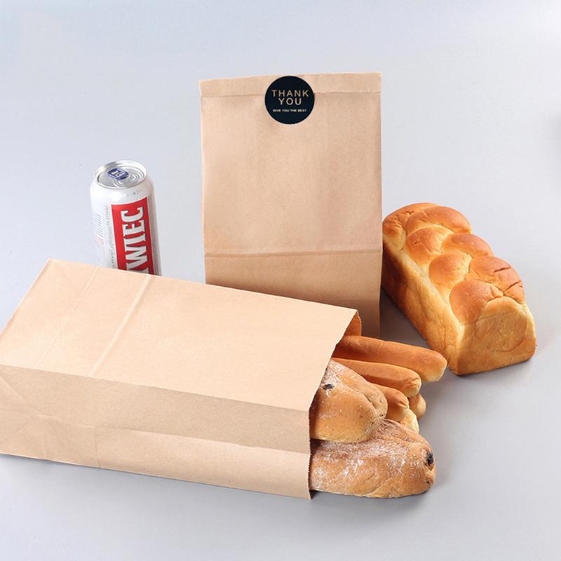 50/100PCS Fine kraft paper bag food holiday gift bag for sandwich bread candy recyclable party bag dry packaging paper bag