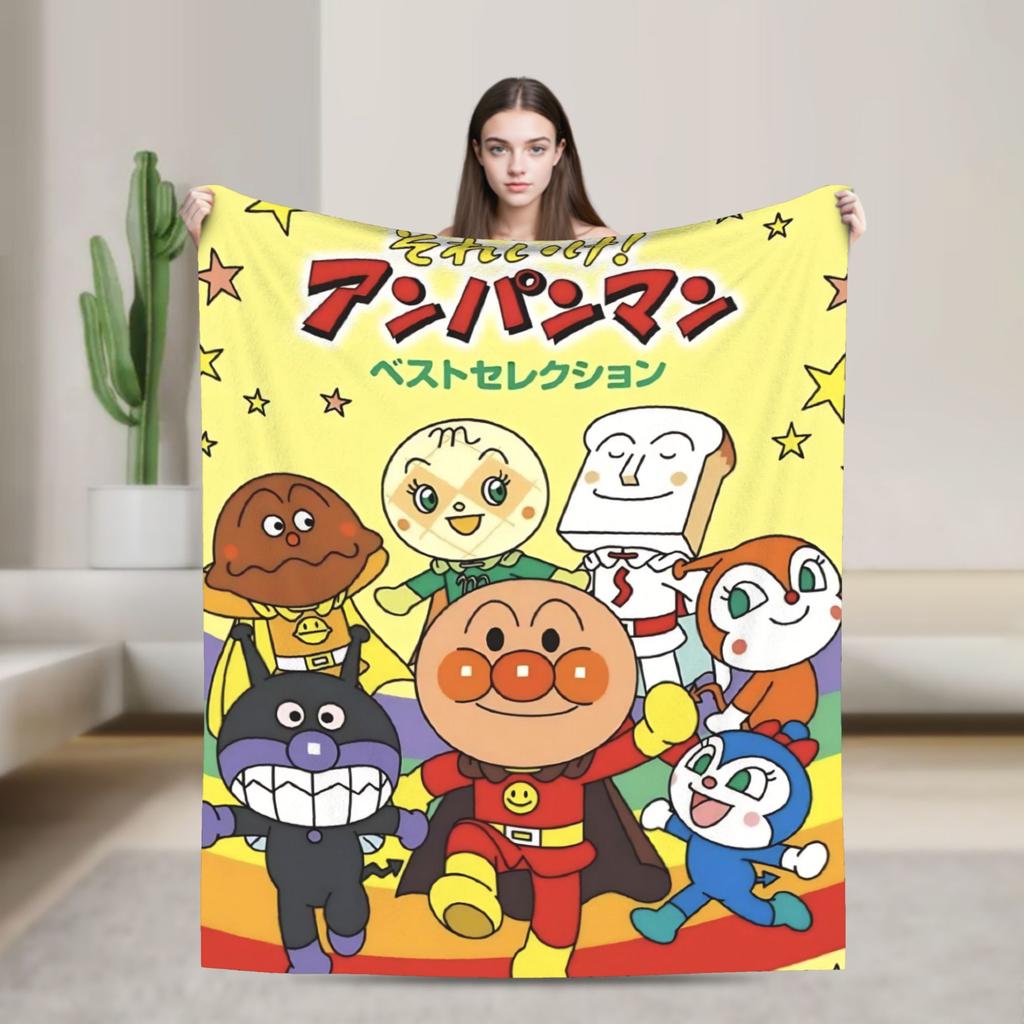 Baikinman Anime Flannel Blanket Soft Durable Throw Blanket for Living Room Picnic Novelty Bedspread Sofa Bed Cover