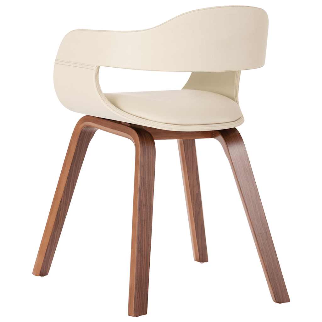 Dining Chair in White Bentwood and Faux Leather