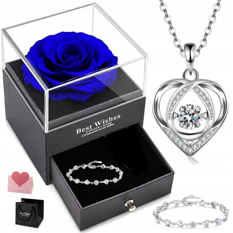 Silver Necklace Heart Pendant Women' Gift for Woman + Bracelet