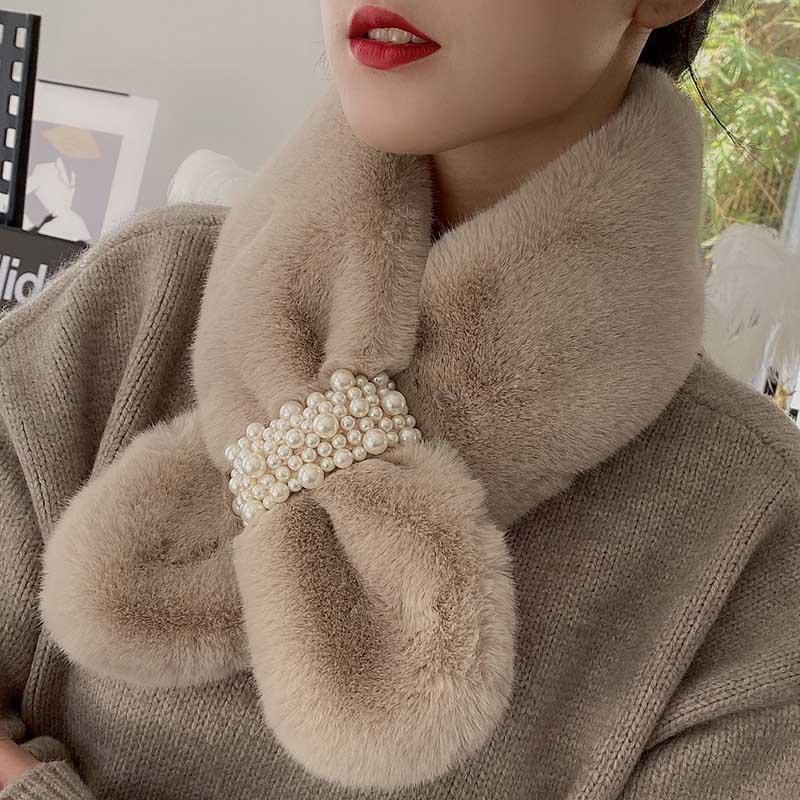 Fashion Imitation Rabbit Fur Collar Scarf Autumn Winter Plush Thicken Keep Warm Scarf