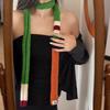 Striped Color Matching Retro Knitted Wool Neck Scarf Narrow Long Scarf For Women Spring