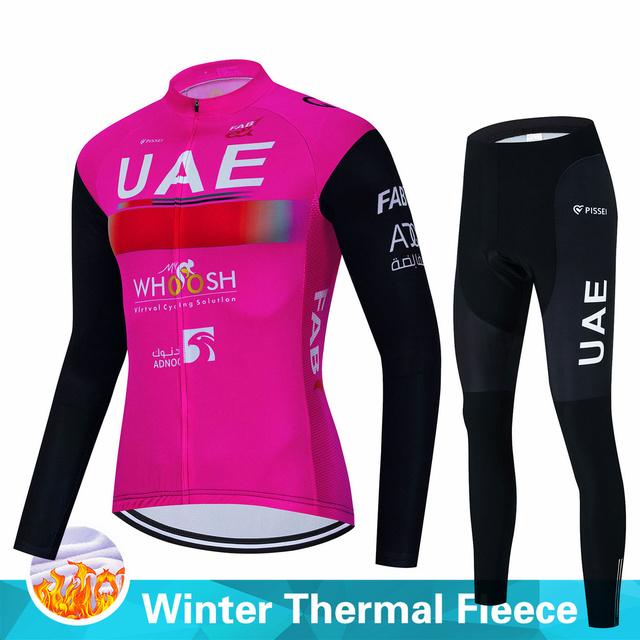 2023 команда ОАЭ, зимний флисовый комплект велосипедного трикотажа, мужской Ropa Ciclismo Hombre MTB, велосипедная одежда с длинными рукавами, 19D гелевая подкладка