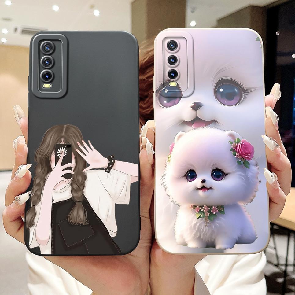 Для vivo V2027 V2028 V2029 Чехол Vivo Y11s Y12s Y20 Y20s Y20i Y20a Задняя крышка Мультяшное животное Кролик Кошка Чехол для телефона Мягкий силикон