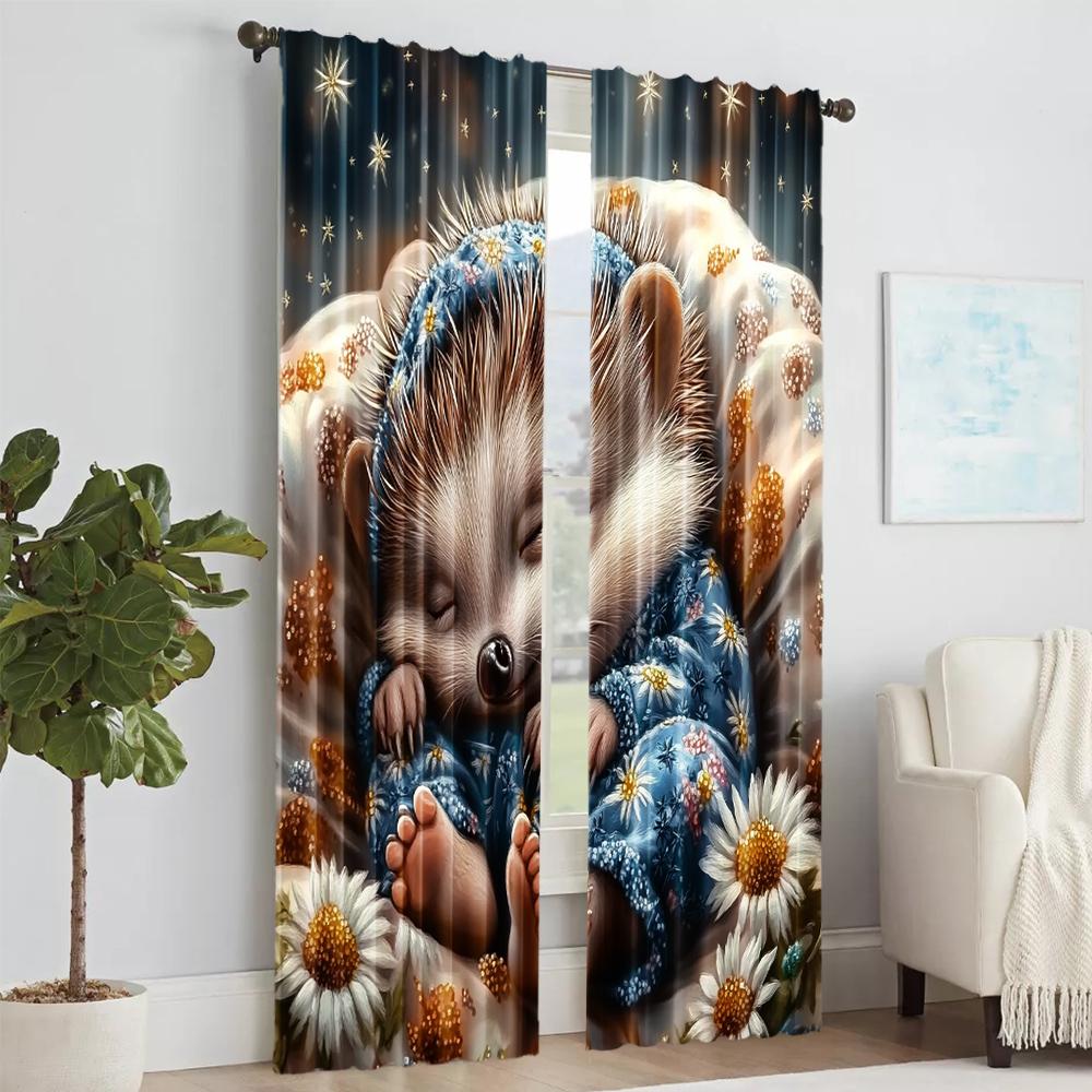 2 шт., универсальные полиэстеровые прозрачные шторы для украшения дома Спящий ёжик для использования в спальнях и гостиных