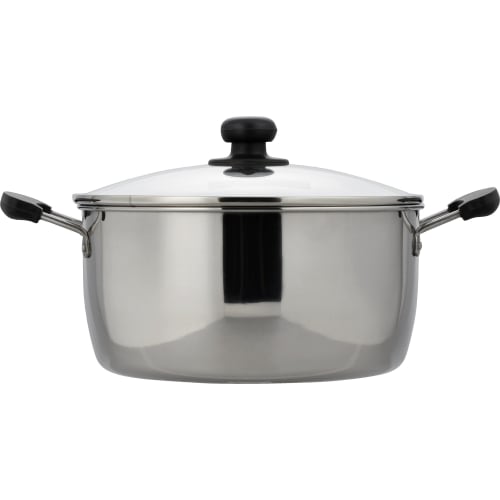 Wahei Freiz RR-6891 Recid 24cm Stainless Steel Pot with Glass Lid, Induction and Gas Compatible, Silver