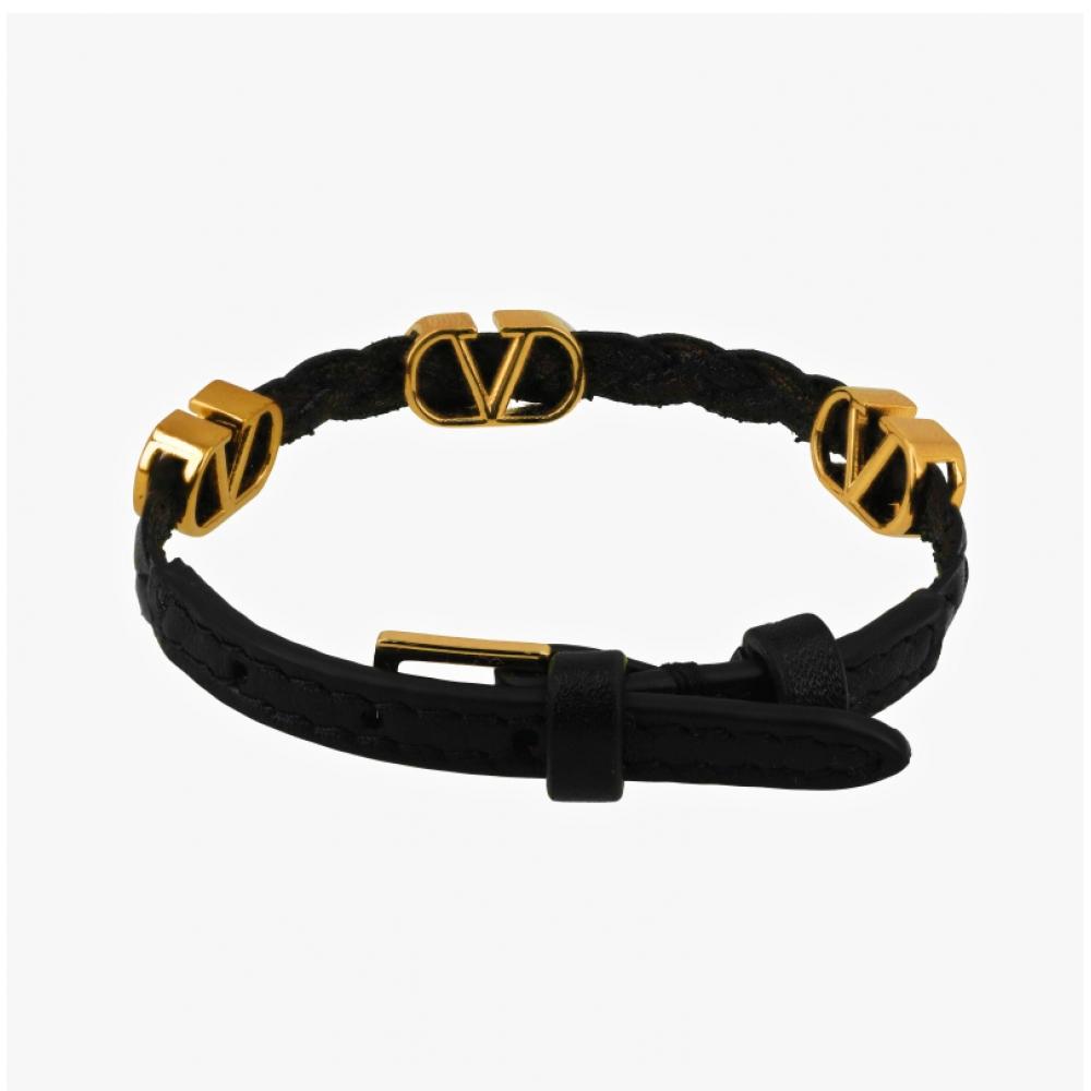 Кожаный браслет Valentino GaraVani V Logo с плетением J0x71 Prh 0no