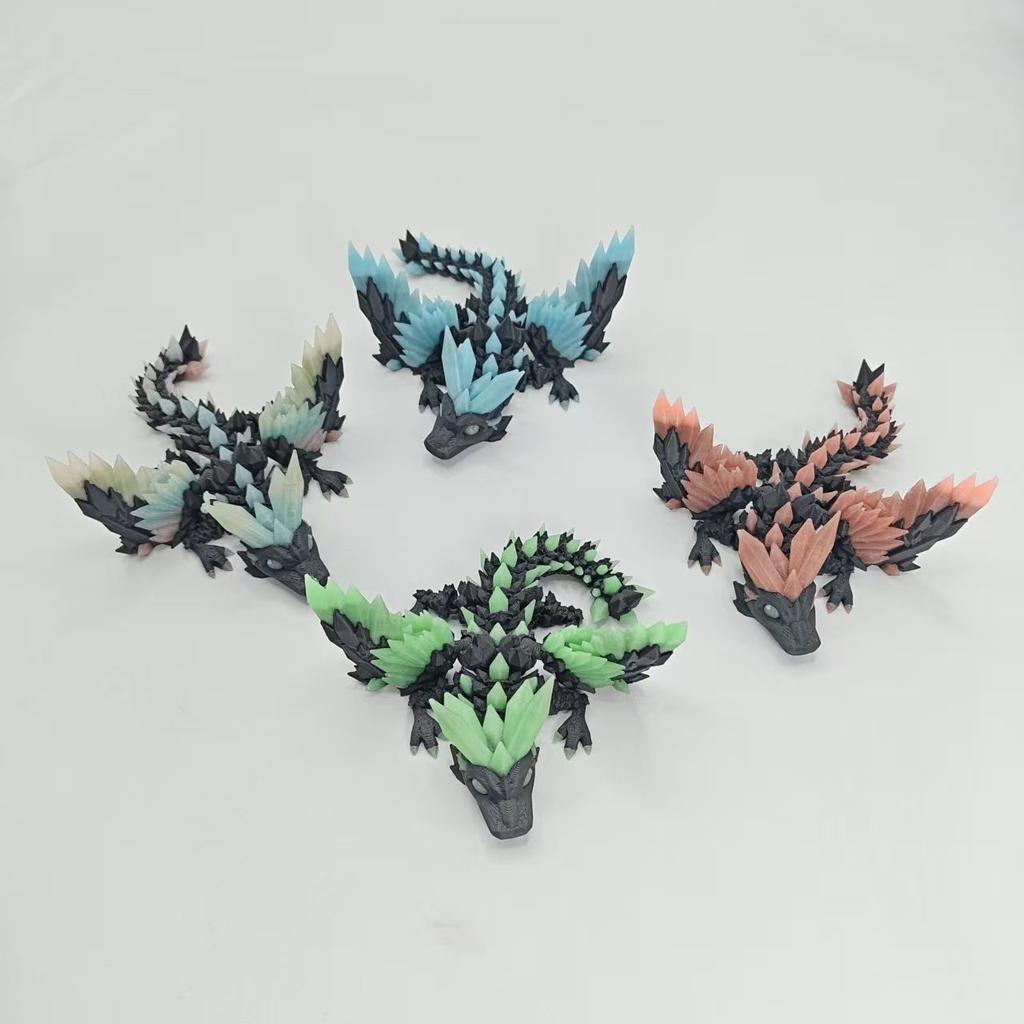 Красочный Светящийся Кристальный Летающий Дракон 3D Печатная Игрушка Подвижные Сочленения Симуляция Животного Дракон-Модель Из Драгоценного Камня Настольный Декор