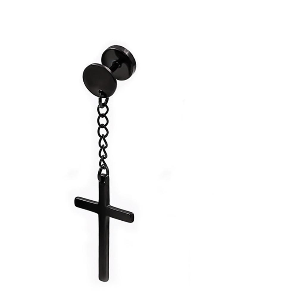 Punk Gothic Stainless Steel Stud Earring Cross Round Fake Ear Taper Dumbbell Fashion Women Men Rock Jewelry