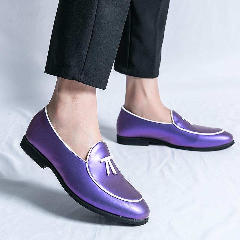 Stylish Purple Men's Loafers Large Size 46 Luxury Leather Casual Shoes Man Designer Shoes Lightweight Slip-on Flat Shoes For Man