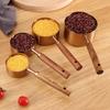 4Pcs Stainless Steel Coffee Measuring Spoon Wooden Handle Baking Tool  Ice Cream Sugar Salt Spice