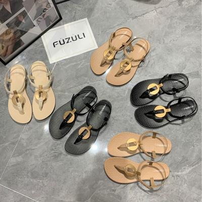 Внешние сандалии женские летние новые модные повседневные сандалии на плоской подошве студенческие пляжные сандалии на одной пуговице