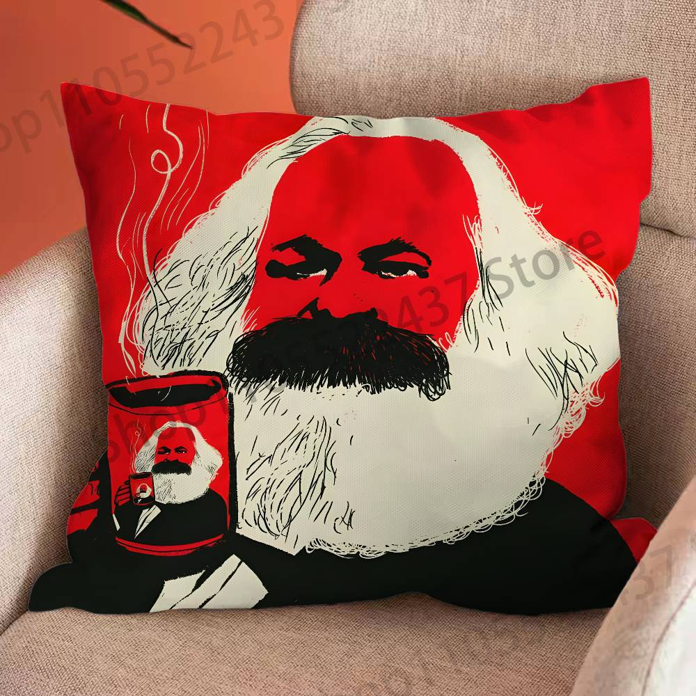 Political Thinker KKarl MMarx Cartoon Printing Pillowcase Customized Pillow Cover for Sofa Home Decor
