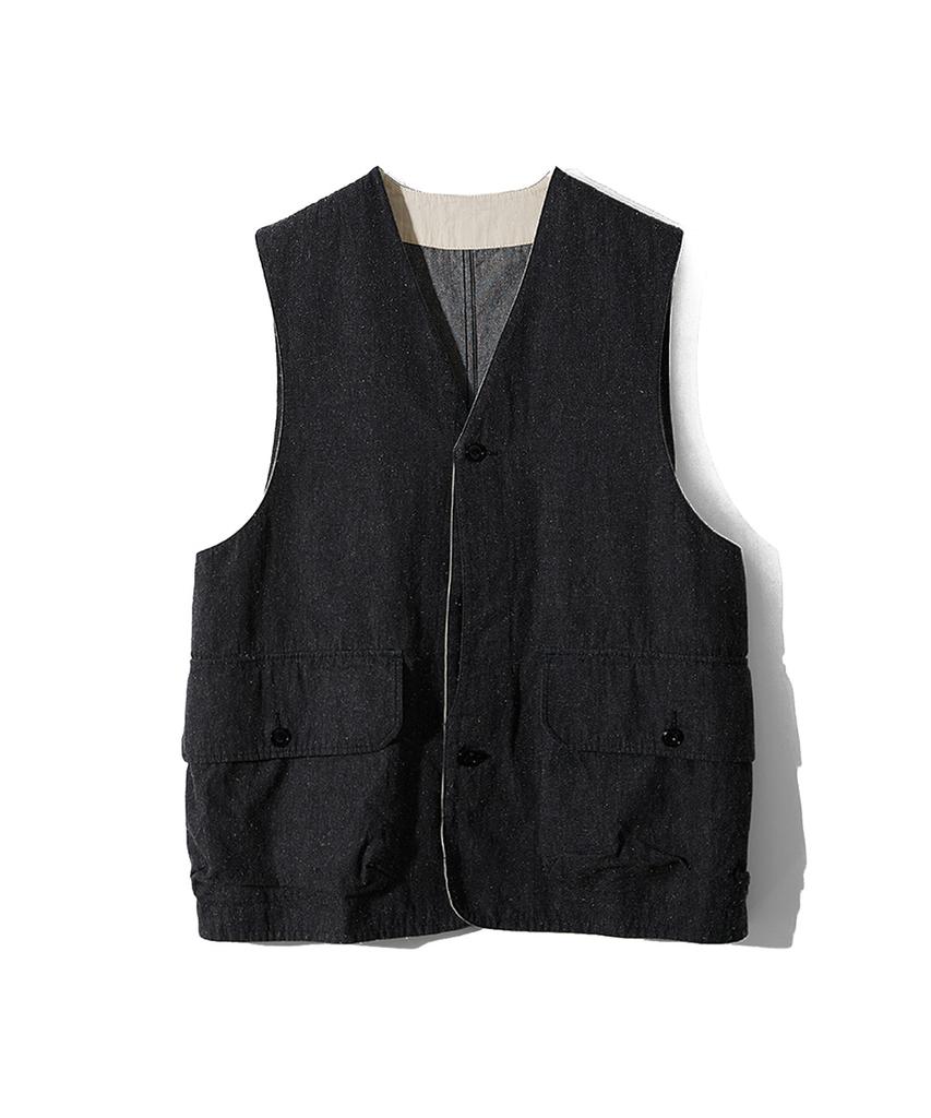Horlisun Weaver Slik Denim Vest Black