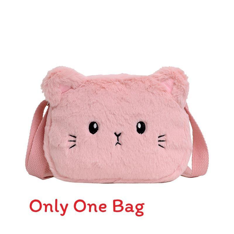 Cat Fashion Cartoon Children Shoulder Crossbody Bag With Soft Plush Gift Kids