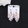 Trendy Simulated Pearl Clip On Earrings Grape Bunches Hanging Dangle Luxury Without Pierced For Female Wedding Party Ear Clip