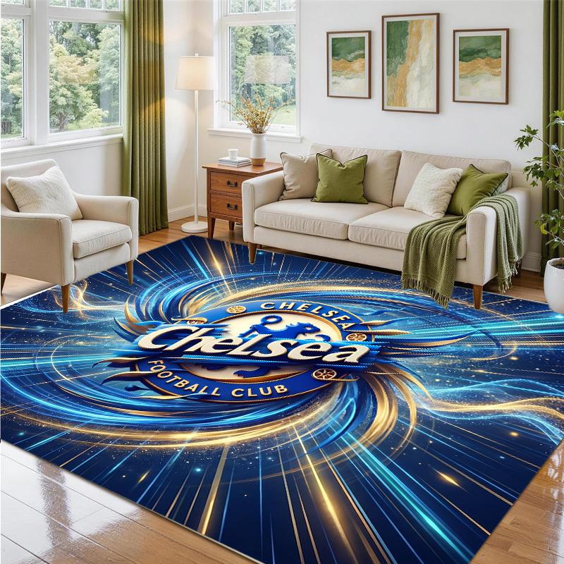 Chelsea FC Design Crystal Velvet Rug Soft Decorative Mat for Bedroom Entrance