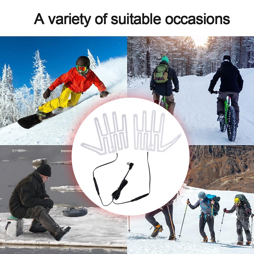1 Pair Electric Heating Pad Carbon Fiber 5V Five-Finger Gloves Heating Pad Thermal Insulation Shoes Gloves Pads