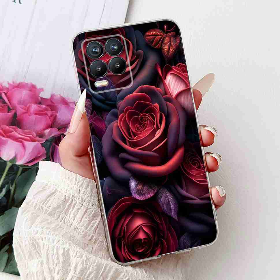 For Realme 8 4G RMX3085 Case Fashion Painted Flowers Soft Silicone TPU Cover For Oppo Realme8 realme 8 6.4" Phone Shell Bumper