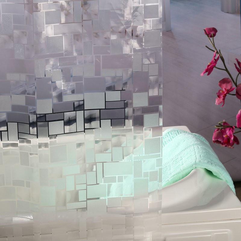 1шт прямоугольный квадратный узор водонепроницаемая занавеска для душа с крючками для душа и ванны, прозрачная душевая перегородка универсальная занавеска для душа