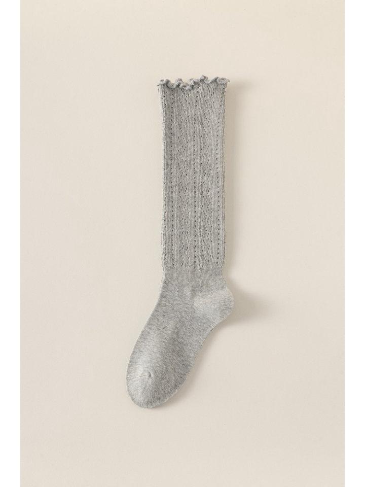 Корейские ажурные чулки-сетка с деревянными ушками - Женские вязаные сетчатые гольфы для похудения и создания эффекта "мешковатости"