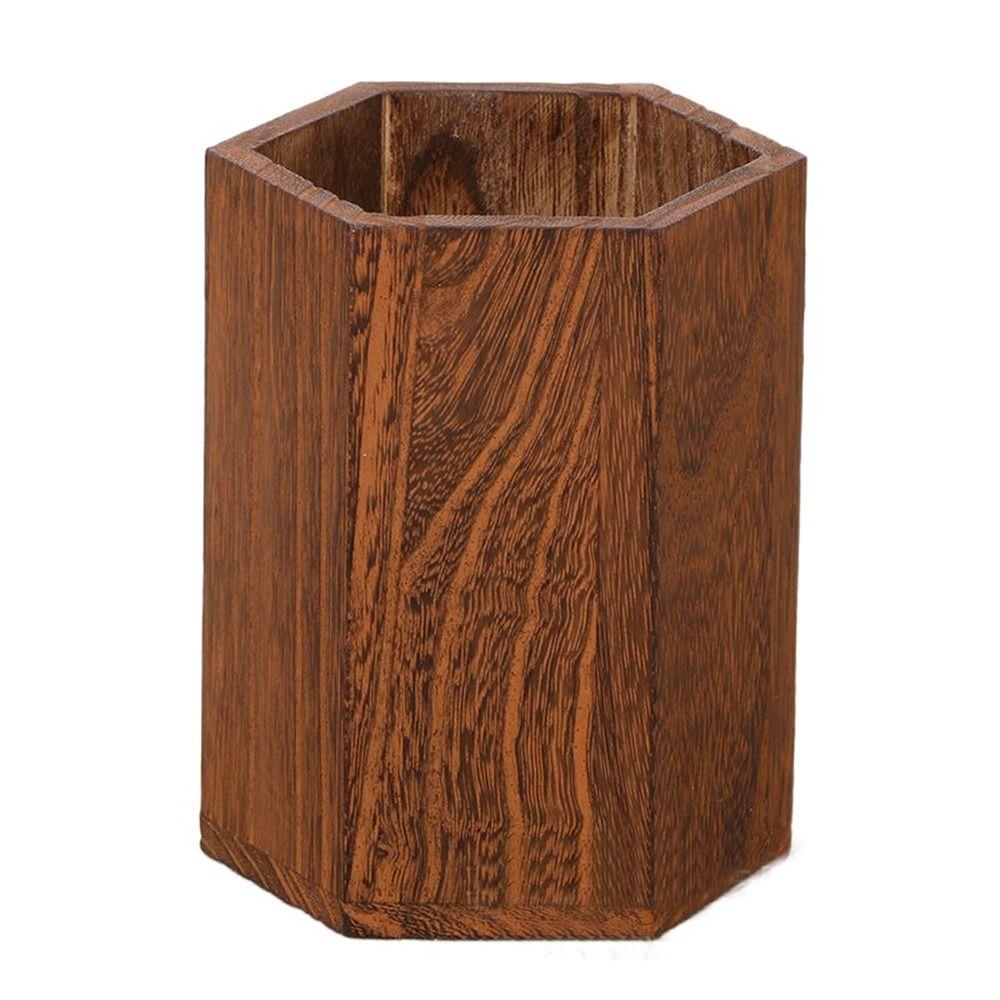 Desktop Storage Wooden Pen Holders INS Style Large Capacity Pen Holder Box Multifunctional Wooden Pencil Organizer