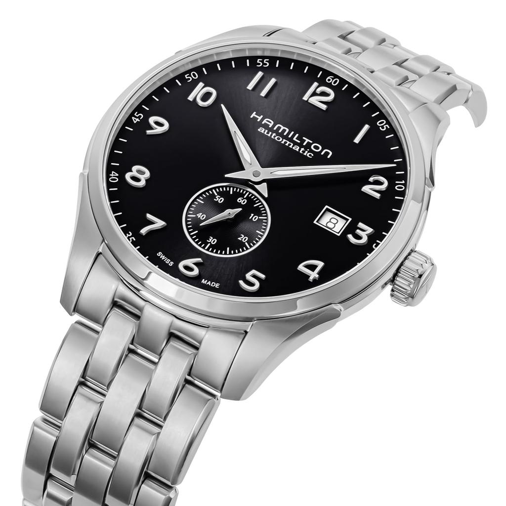 Часы Jazzmaster Maestro Small Second Auto Jazzmaster с черным циферблатом из нержавеющей стали и сапфировым стеклом, автоматическим заводом, водонепроницаемые до 5 АТМ, швейцарские часы