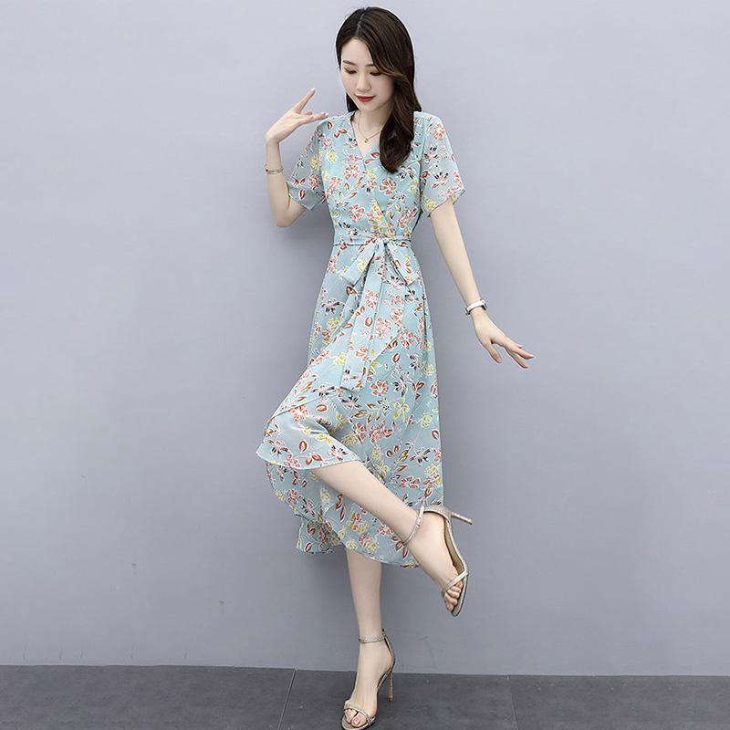 Шифоновое платье, женственное темпераментное, элегантное, с тонкой талией, длинное платье с французским цветочным принтом, может быть на шнуровке, утягивающее тонкое женское шифоновое платье