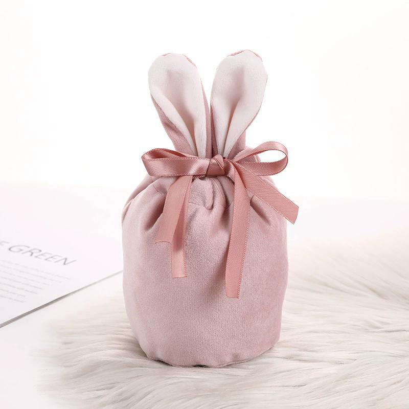 Rabbit Ears Gift Bag Easter Decoration Velvet Bag Chocolate Candy Drawstring Bag Home Baby Shower Birtyday Wedding Party Decor