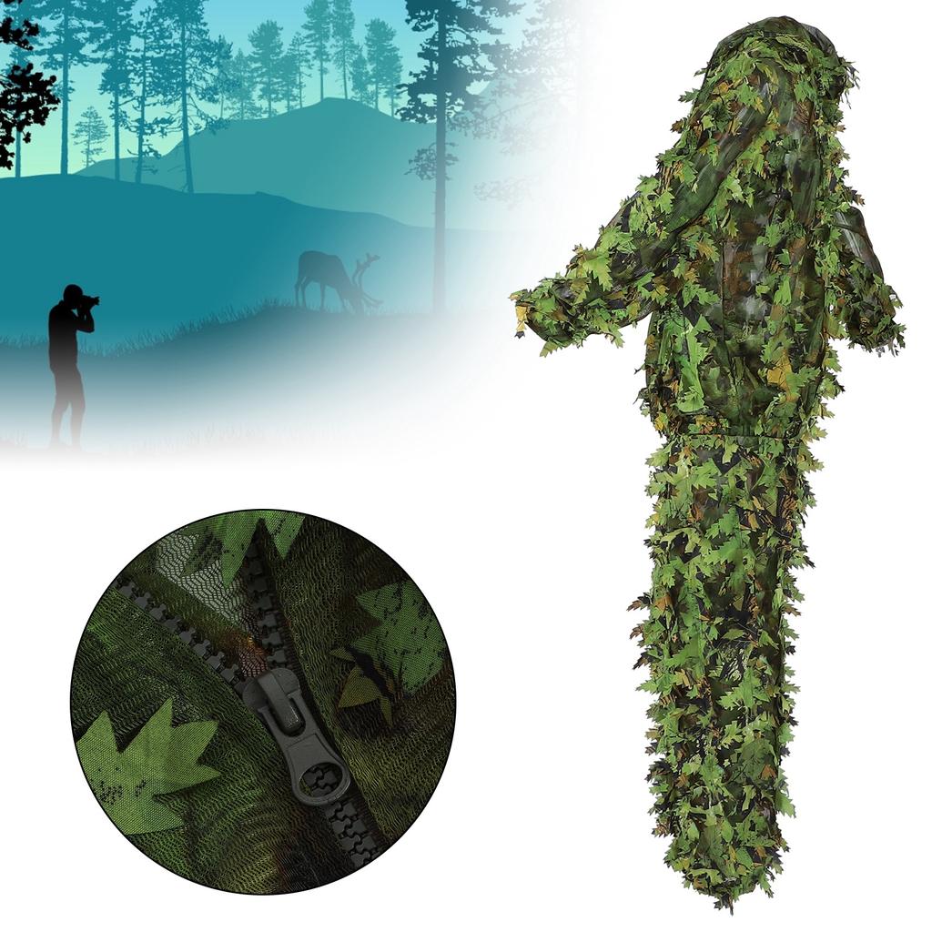 Зеленый Дикий Камуфляжный Костюм Ghillie 3D Лист Куртки и Штаны Комплект Одежды Для Охоты